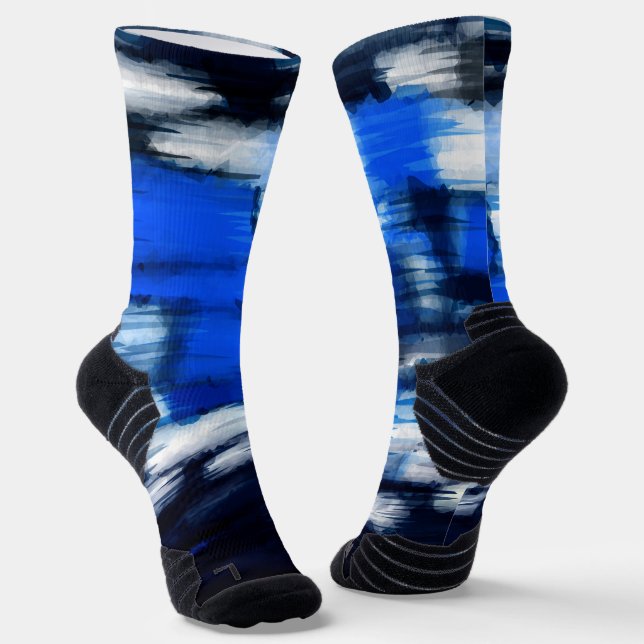 Blau und Weiß abstrakt Socken (Gewinkelt)