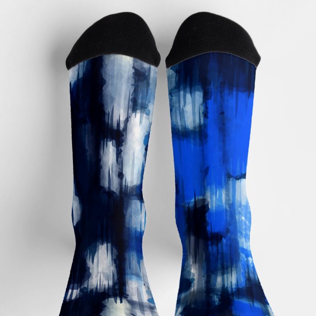 Blau und Weiß abstrakt Socken (Oben)