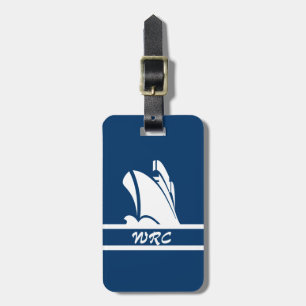 Blau und Weiß auf dem Kurs mit Monogramm Gepäckanhänger