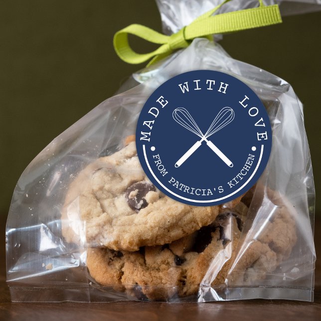 Blau und Weiß aus der Küche mit Liebe Runder Aufkleber (Von Creator hochgeladen)