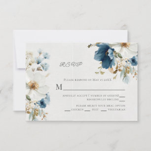 Blau und Weiß bläserfarben RSVP Karte