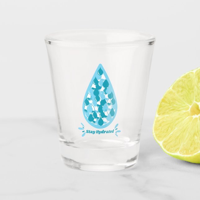 Blau und weiß Bleib hydriert Schnapsglas (Vorderseite)