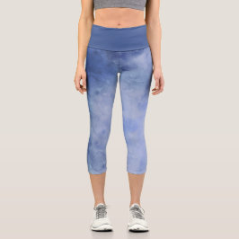 Blau und Weiß Capri Leggings