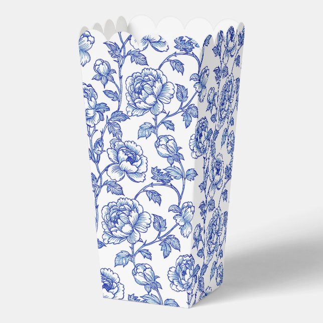 Blau und Weiß Chinoiserie Blume Geschenkschachtel (Rückseite)