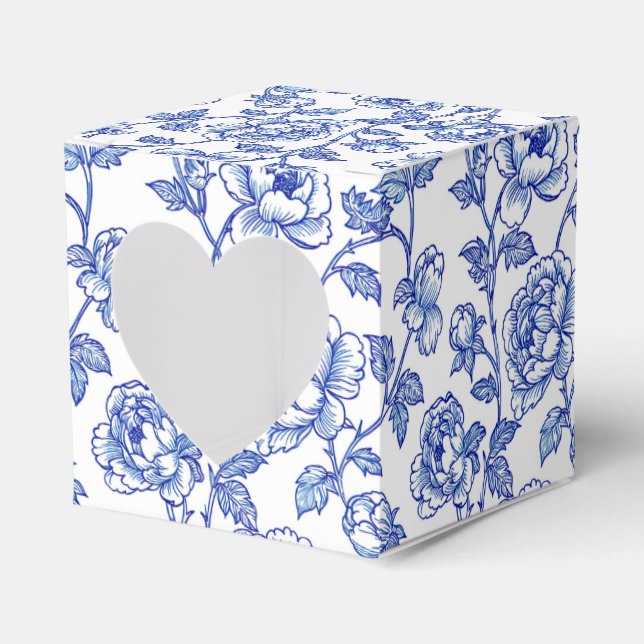 Blau und Weiß Chinoiserie Blume Geschenkschachtel (Vorderseite)