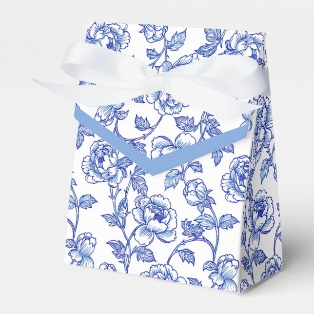 Blau und Weiß Chinoiserie Blume Geschenkschachtel (Vorderseite)