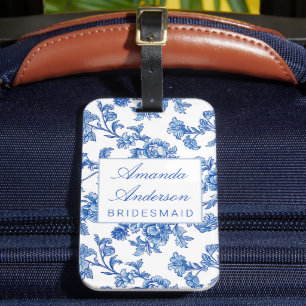 Blau und Weiß Chinoiserie Bridesmaid Geschenk Gepäckanhänger