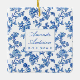 Blau und Weiß Chinoiserie Bridesmaid Geschenk Keramikornament