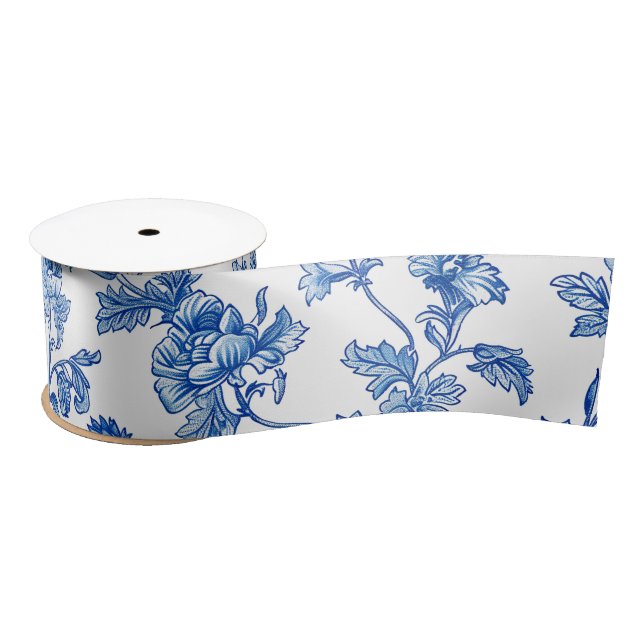 Blau und Weiß Chinoiserie Bridesmaid Geschenk Satinband (Spule)