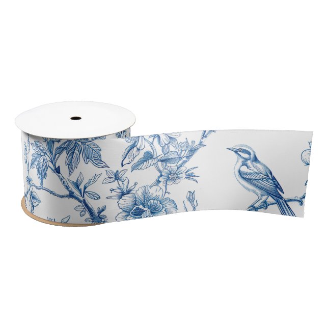 Blau und Weiß Chinoiserie Bridesmaid Geschenk Satinband (Spule)