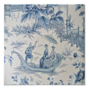 Blau und Weiß Chinoiserie Chinesisch Oriental Fotodruck