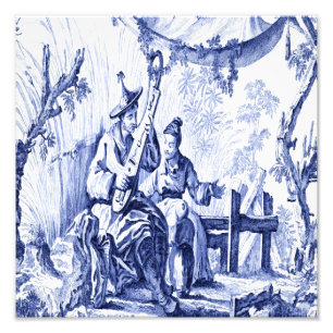Blau und Weiß Chinoiserie Chinesisch Oriental Fotodruck