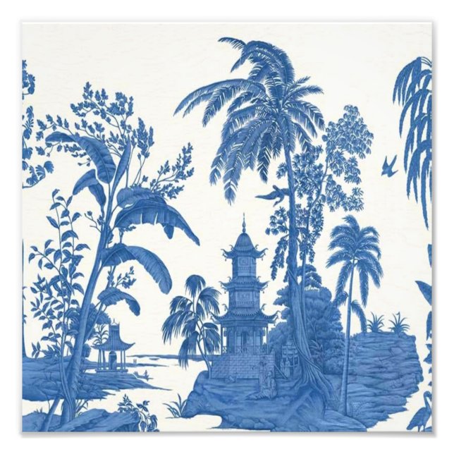 Blau und Weiß Chinoiserie Chinesisch Oriental Fotodruck (Vorne)