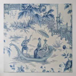 Blau und Weiß Chinoiserie Chinesisch Oriental Poster