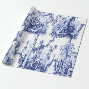 Blau und Weiß Chinoiserie Dekoupage Geschenkpapier