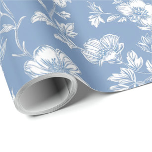 Blau und Weiß Chinoiserie Dekoupage Geschenkpapier