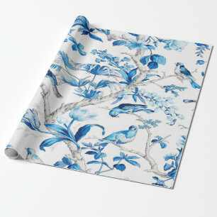 Blau und Weiß Chinoiserie Dekoupage Geschenkpapier