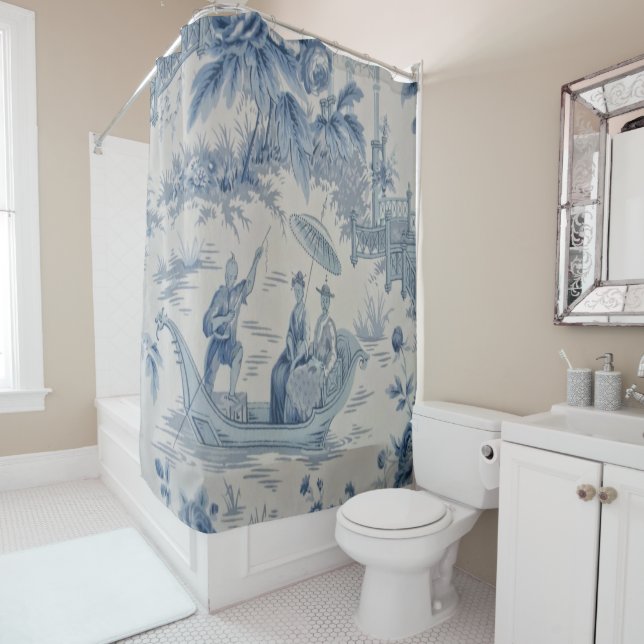 Blau und Weiß Chinoiserie Duschvorhang (Beispiel)