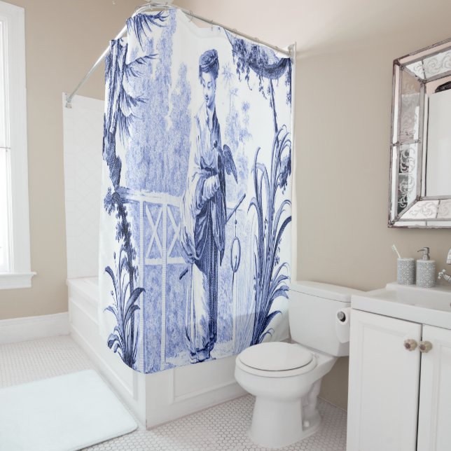 Blau und Weiß Chinoiserie Duschvorhang (Beispiel)