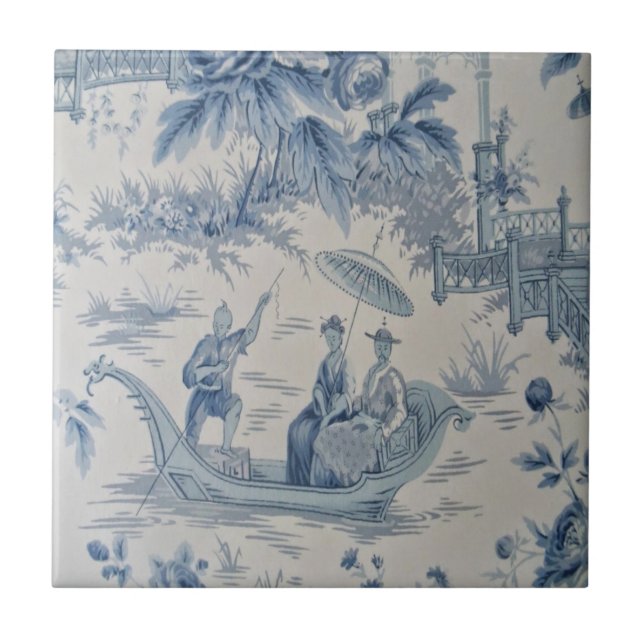 Blau und Weiß Chinoiserie Fliese (Vorderseite)
