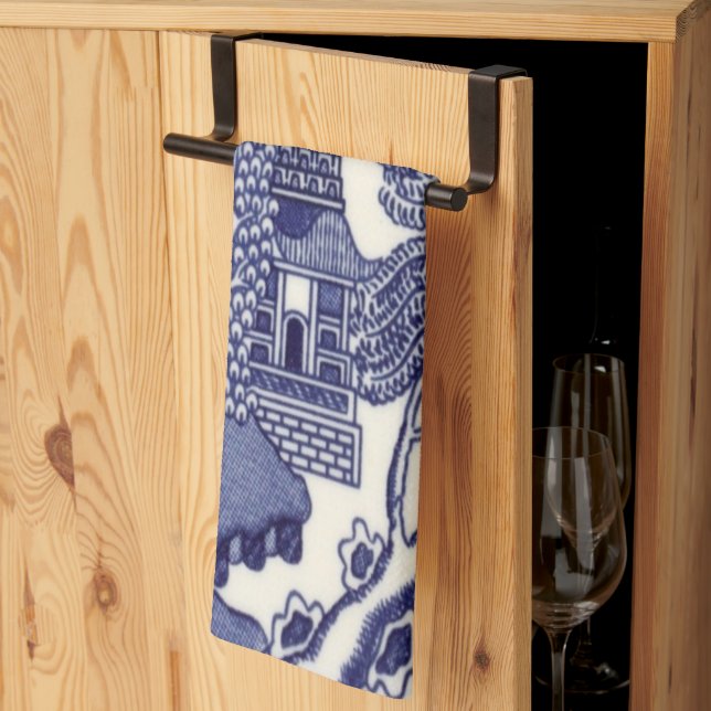 Blau und Weiß Chinoiserie Geschirrtuch (Drittel gefaltet)