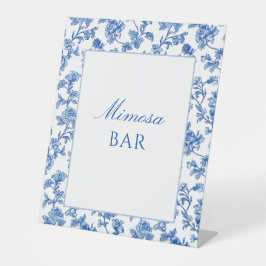 Blau und Weiß Chinoiserie Mimosa Bar Sockelschild