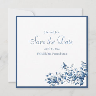Blau und Weiß Chinoiserie Muster Save The Date