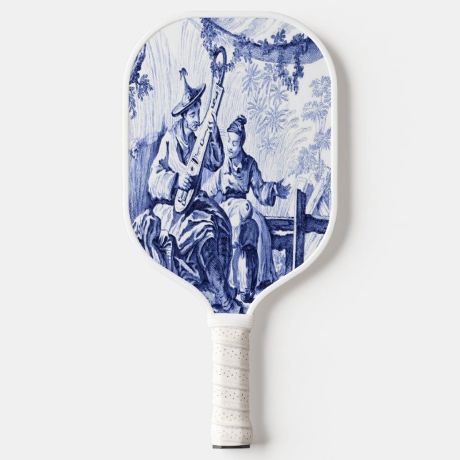 Blau und Weiß Chinoiserie Pickleball Schläger (Vorderseite)