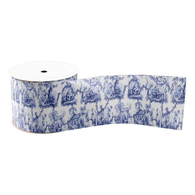 Blau und Weiß Chinoiserie Ripsband (Spule)