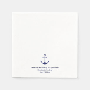 Blau und Weiß des nautischen Ankerschiffes Hochzei Serviette