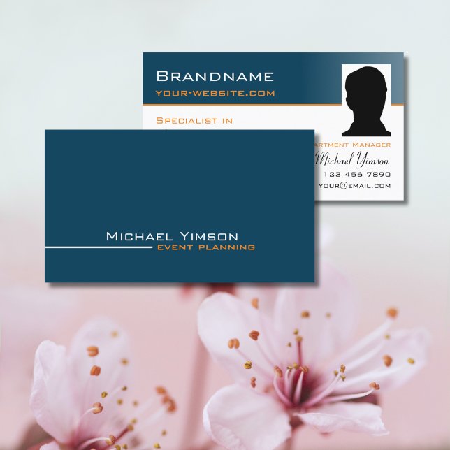 Blau und Weiß des Ozeans Cool mit Foto Beruflich Visitenkarte (Von Creator hochgeladen)