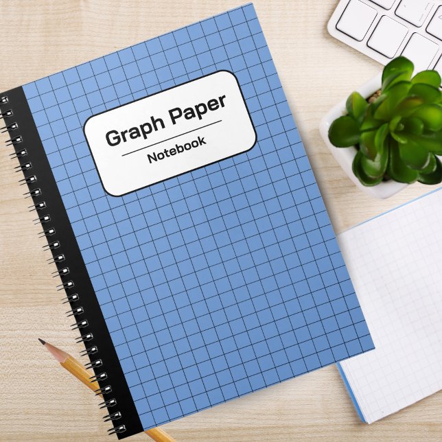 Blau und Weiß, einfach, klassisch, viereckig Notizblock (Blue & White Classic Quad Ruled Personalized Notebook)