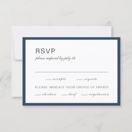 Blau und weiß. Einfache feierliche Hochzeit RSVP Karte