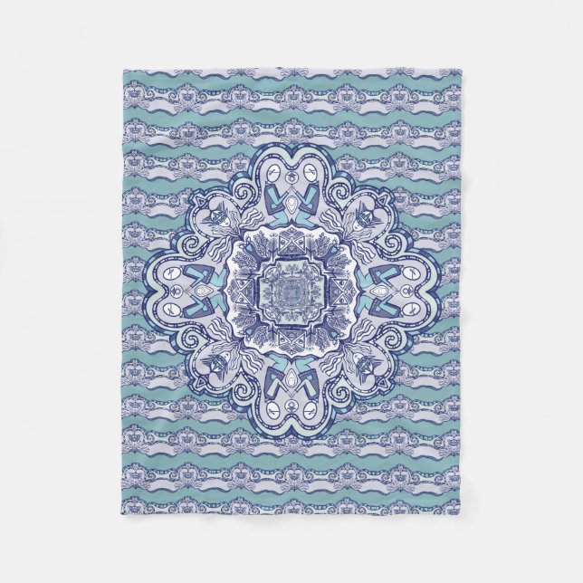 Blau und Weiß Fleecedecke (Vorderseite)
