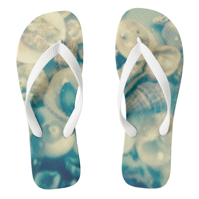 Blau und Weiß Flip Flops (Fußbett)