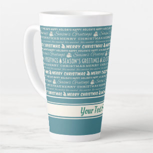 Blau und Weiß frohe Weihnachts Retro Typografie Milchtasse