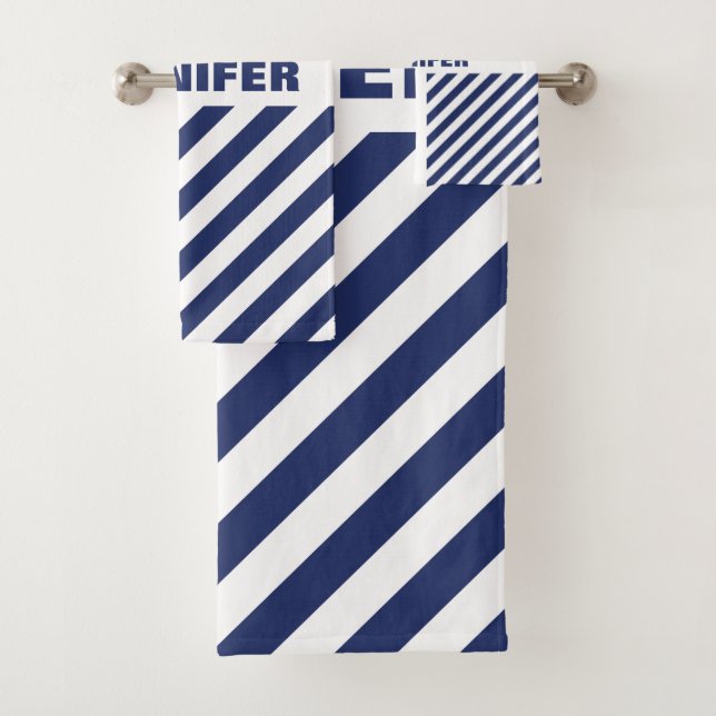 blau und weiß gestreift badhandtuch set (Insitu)