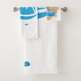 Blau und weiß gestyltes Badetuch Set