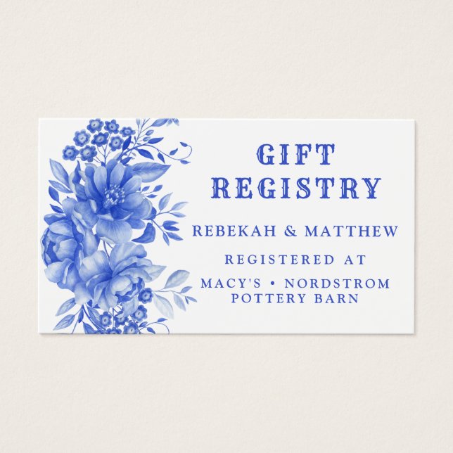 Blau und Weiß | Gift Registry Card (Vorderseite)
