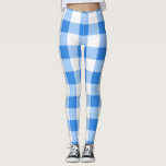 Blau und Weiß Gingham Prüfmuster Leggings<br><div class="desc">Leggings</div>