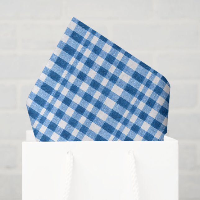 Blau und Weiß Gingham Seidenpapier (Geschenktüte)