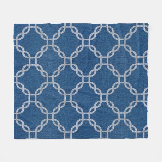 Blau und weiß Gitter Fleece Blanket (Vorderseite (Horizontal))
