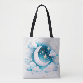 Blau und Weiß Halbmond Celestial Boho Moderne