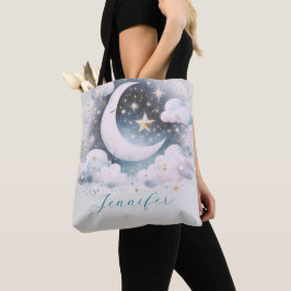 Blau und Weiß Halbmond Celestial Boho Moderne