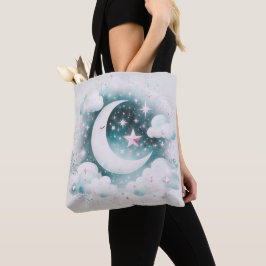 Blau und Weiß Halbmond Celestial Boho Moderne