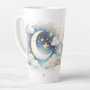 Blau und Weiß Halbmond Celestial Boho Moderne Milchtasse