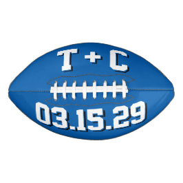 BLAU UND WEISS Hochzeitsinitialen und Datum Football