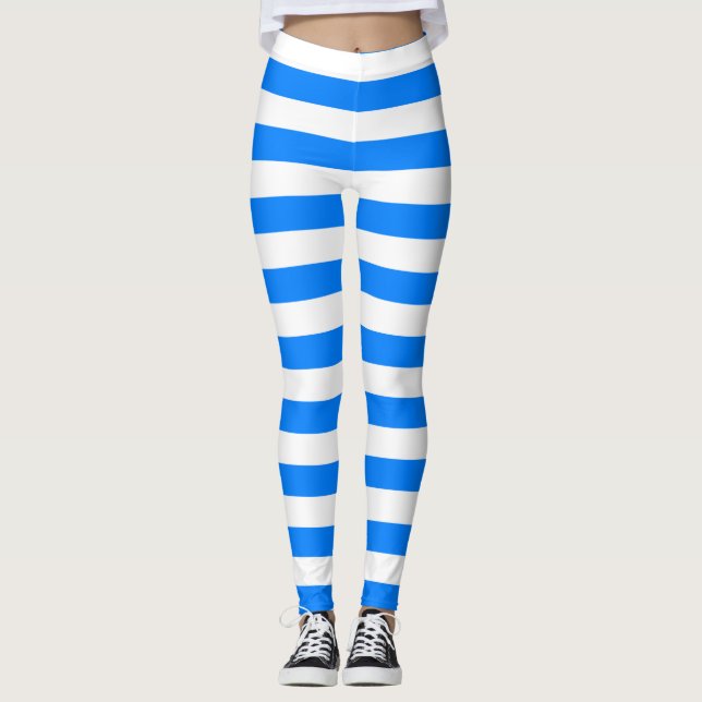 blau und weiß, horizontal gestreift leggings (Vorderseite)