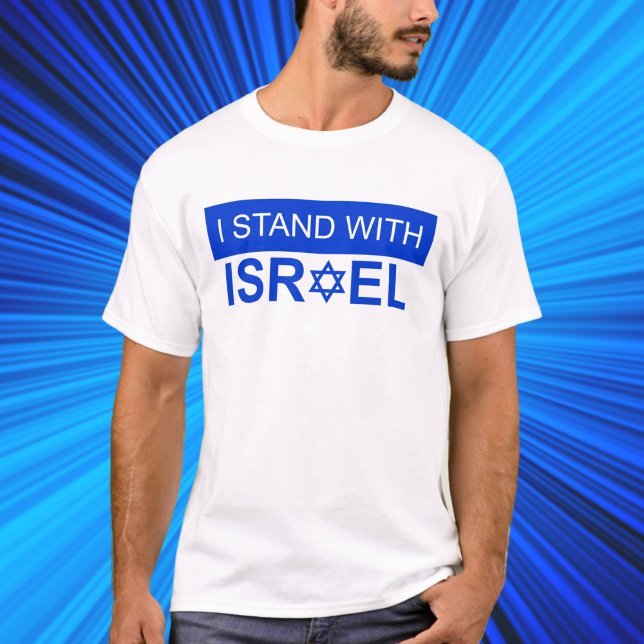 Blau und Weiß Ich stehe mit Israel T-Shirt (Von Creator hochgeladen)