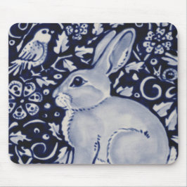 Blau und Weiß Kaninchen mit Design-Maus für Vogelk Mousepad